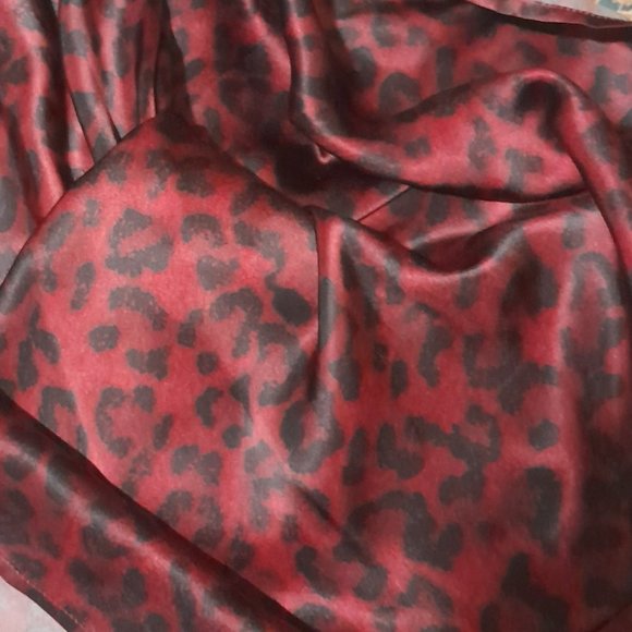 New Acrobat Maxi Silk slip dress Burgundy Red Brown Leopard Slit Spaghetti Strap - Picture 3 of 7